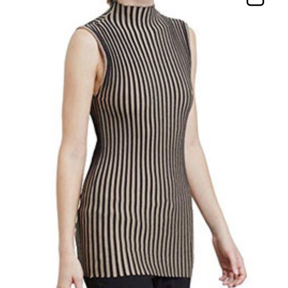 Kenneth Cole Ribbed Mock Turtleneck Top Sweater